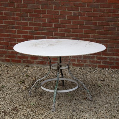 Lot 1425 - A late 19th-early 20th century French white-painted wrought iron garden table