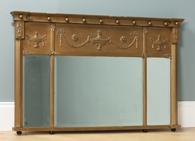 Lot 386 - A 19th century gilded overmantel mirror