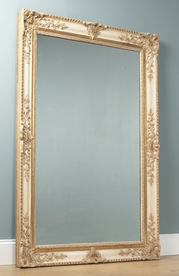 Lot 162 - A large 20th century gilt and later cream-painted rectangular wall mirror