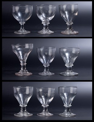 Lot 661 - A group of nine antique wine glasses