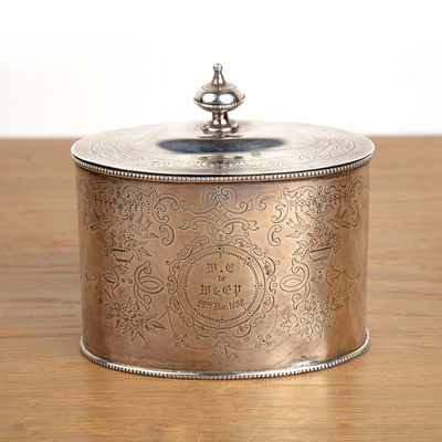 Lot 357 - Victorian silver tea caddy of oval form, with...