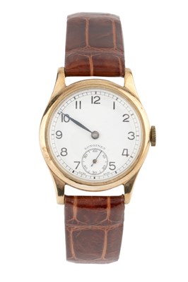 Lot 344 - A wristwatch by Longines, the circular signed...