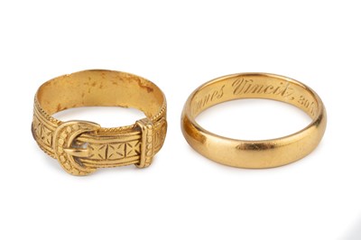 Lot 3 - A Victorian 22ct gold buckle ring, with...