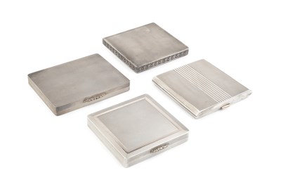 Lot 557 - A silver rectangular case, with engine turned...