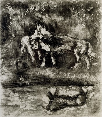 Lot 15 - Marc Chagall (1887-1985) The Wolf and the Lamb,...