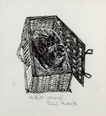 Lot 109 - Enid Marx (1902-1998) Cat in a Wicker Basket,...