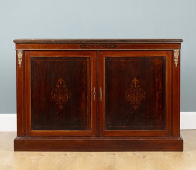 Lot 49 - A late 19th century French burr walnut side cabinet