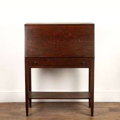 Lot 74 - Arts and Crafts oak, bureau, the sloped fall...