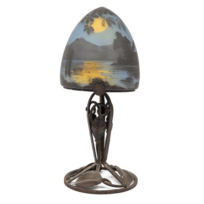 Lot 1081 - A Deveau cameo glass lamp c.1900