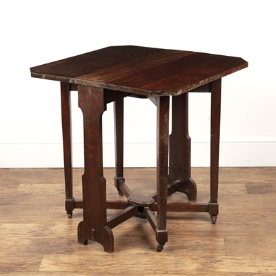 Lot 79 - Arts and Crafts oak, drop flap table, standing...