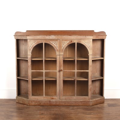 Lot 36 - Arts and Crafts limed oak, bookcase, with...