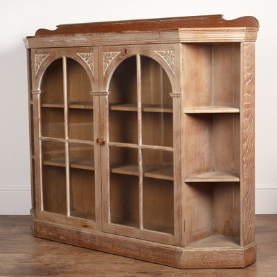 Lot 36 - Arts and Crafts limed oak, bookcase, with...