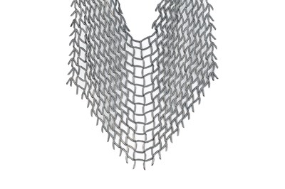 Lot 234 - An oxidised white metal chain mail collar...