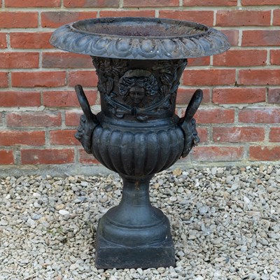 Lot 1436 - A Victorian cast iron urn