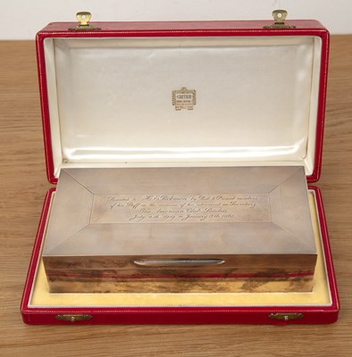 Lot 347 - Silver cigarette box with engine-turned...