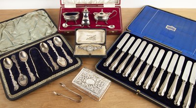 Lot 344 - Collection of various silver and white metal...