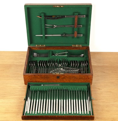 Lot 42 - Stainless steel canteen of cutlery in a fitted...