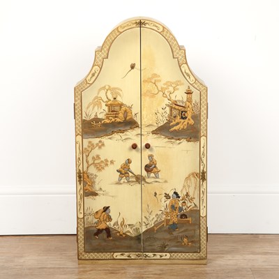 Lot 38 - Cream Japanned wall cupboard 18th Century...