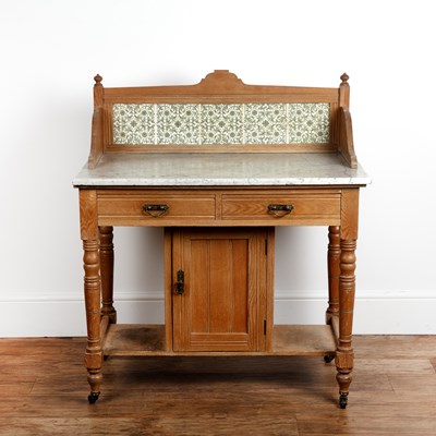 Lot 23 - Aesthetic movement ash, washstand, with white...