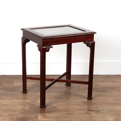 Lot 52 - Mahogany bijouterie table with hinged glass...