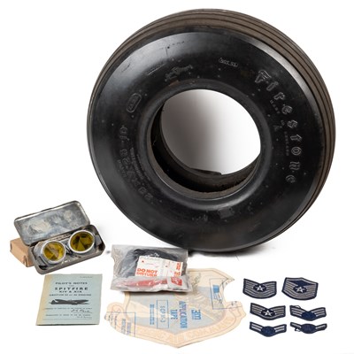 Lot 202 - A Supermarine 'Spitfire' main wheel tyre and other aircraft related items