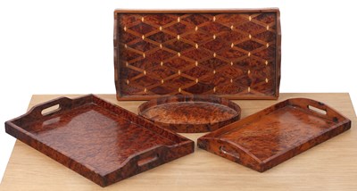 Lot 21 - Four decorative wooden trays ambrosia, one...