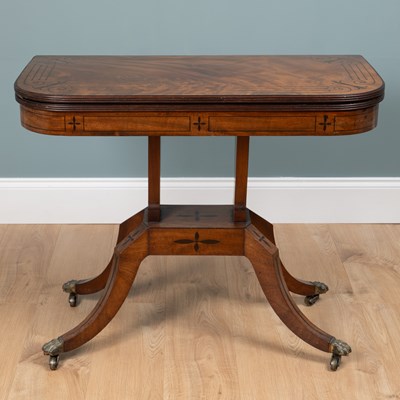 Lot 689 - A Regency mahogany fold-over tea table