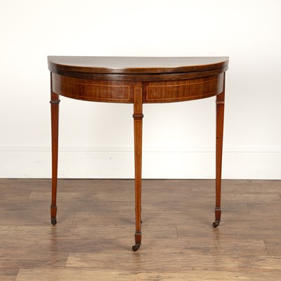 Lot 43 - Mahogany demi-lune card table Edwardian, with...