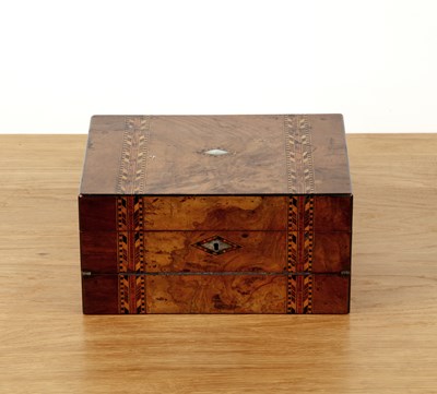 Lot 41 - Walnut writing box Victorian, with...