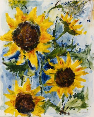 Lot 424 - Mary Pennells (20th century) Sunflowers,...