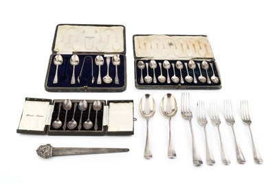 Lot 717 - A collection of assorted silver flatware,...