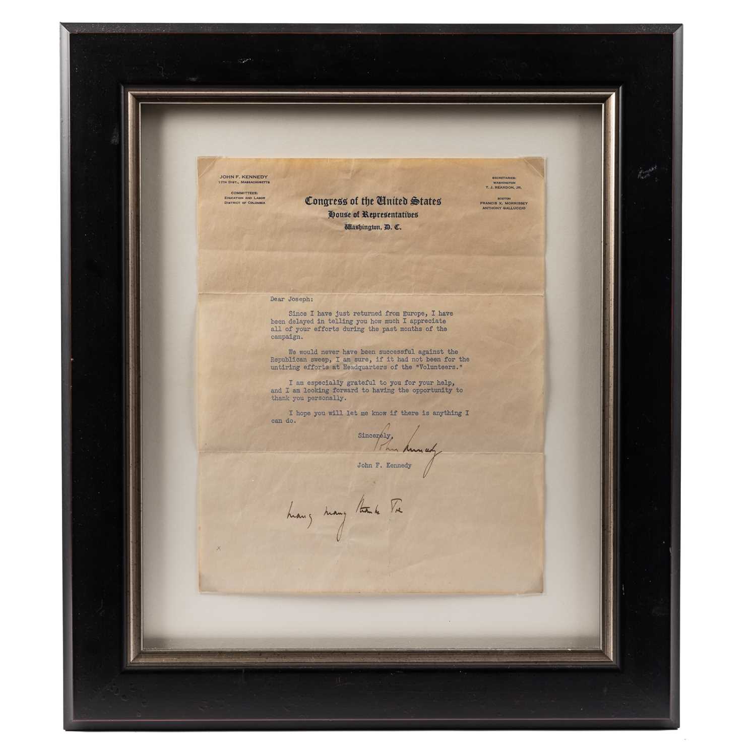 Lot 1229 - A Signed letter by John. F. Kennedy