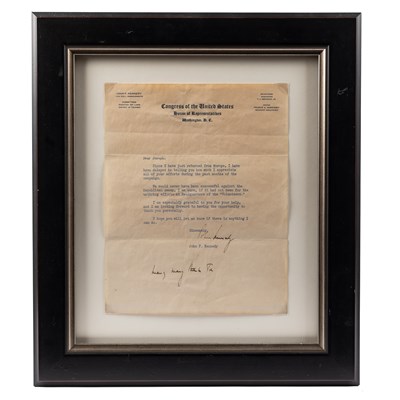 Lot 1229 - A Signed letter by John. F. Kennedy