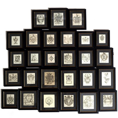 Lot 672 - A collection of twenty-seven framed antique bookplates