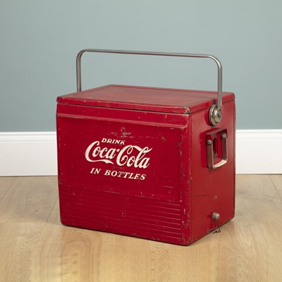 Lot 1136 - A vintage Coca-Cola red-painted coolbox.