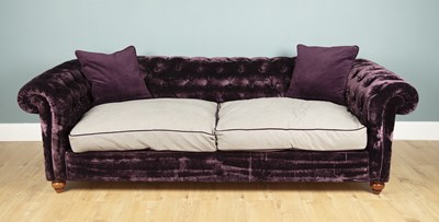 Lot 273 - A large purple Dralon button-upholstered Chesterfield sofa