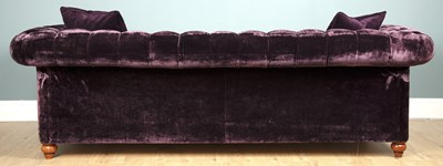 Lot 273 - A large purple velvet button-upholstered Chesterfield sofa