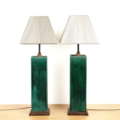 Lot 98 - Pair of Chinese lamps converted from shiwan...