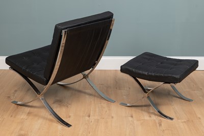 Lot 1146 - A Ludvig Mies van der Rohe 'Barcelona' style mid-century lounge chair with ottoman