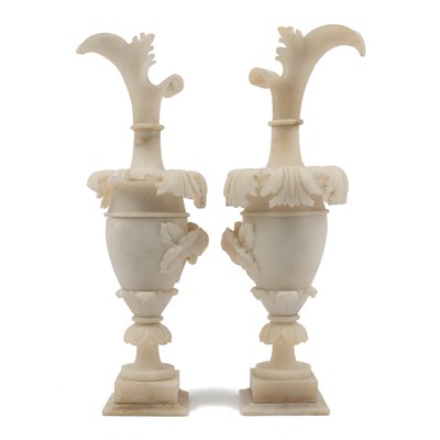 Lot 86 - A pair of alabaster Ewers