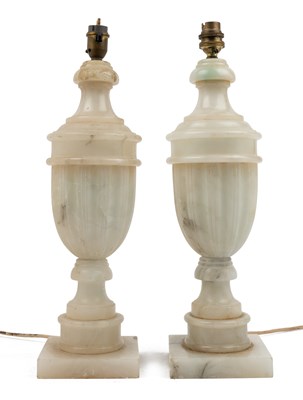 Lot 106 - A near pair of Alabaster table lamps