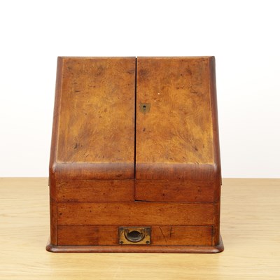 Lot 19 - Correspondence or stationery box walnut, 19th...