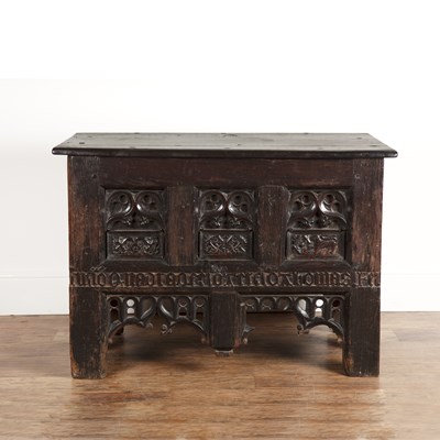 Lot 86 - Gothic oak coffer possibly 16th Century and...