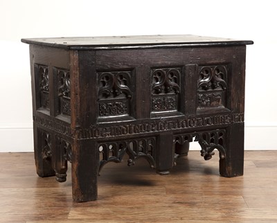 Lot 86 - Gothic oak coffer possibly 16th Century and...