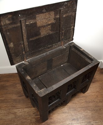 Lot 86 - Gothic oak coffer possibly 16th Century and...