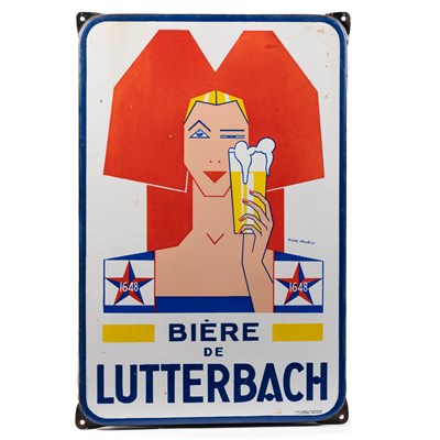 Lot 1149 - Enamel sign for Bière de Lutterbach 1648