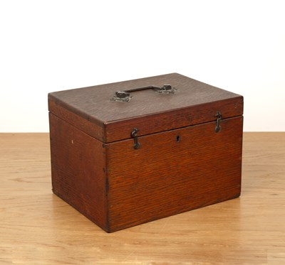 Lot 17 - Aesthetic movement  oak, box with decorative...