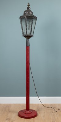 Lot 1045 - A copper street lantern converted for use as a standard lamp