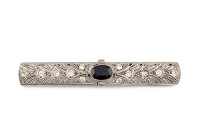 Lot 169 - A sapphire and diamond panel brooch, the...