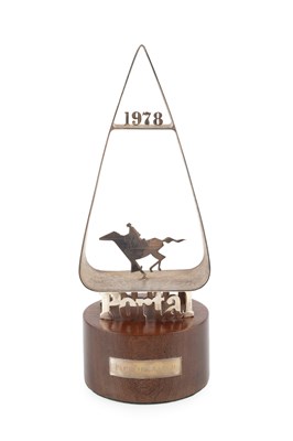 Lot 753 - A silver horse racing trophy, of triangular...